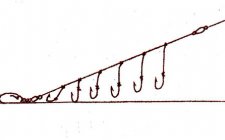 手竿组钩方式鱼钩在水中的状态详解