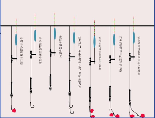 双钩带饵半水调漂步骤_WWW.YUJUCEPING.COM